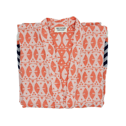 Coral & Navy 'Adinkra' Kimono