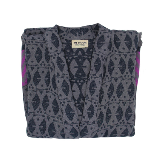 Navy & Anthracite 'Adinkra' Kimono
