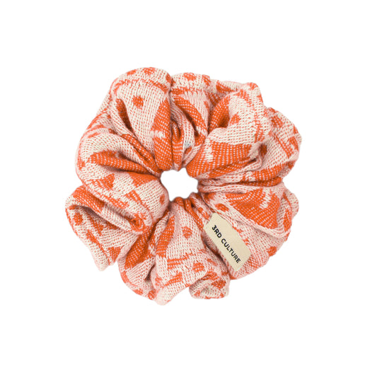 Coral 'Adinkra' Scrunchie