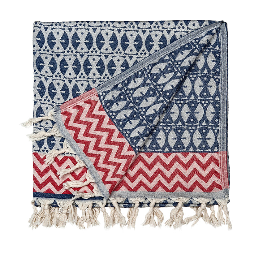 Navy 'Adinkra' Peshtemal