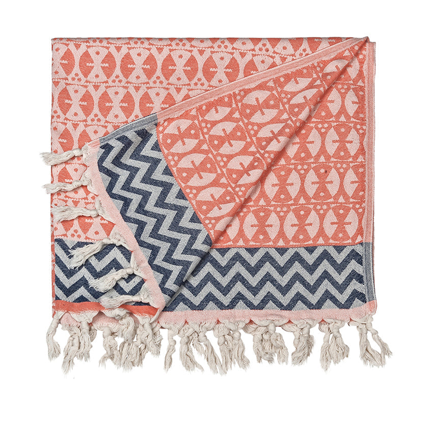 Coral 'Adinkra' Peshtemal