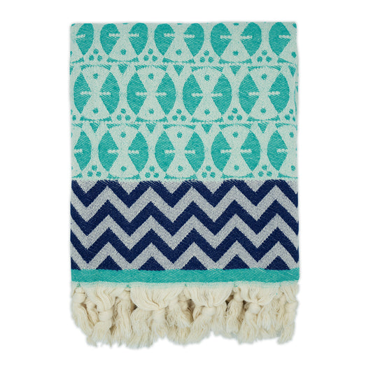 Teal 'Adinkra' Peshtemal