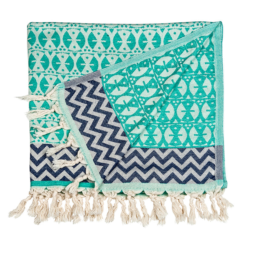 Teal 'Adinkra' Peshtemal