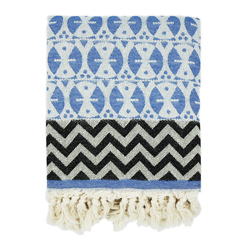 Blue 'Adinkra' Peshtemal