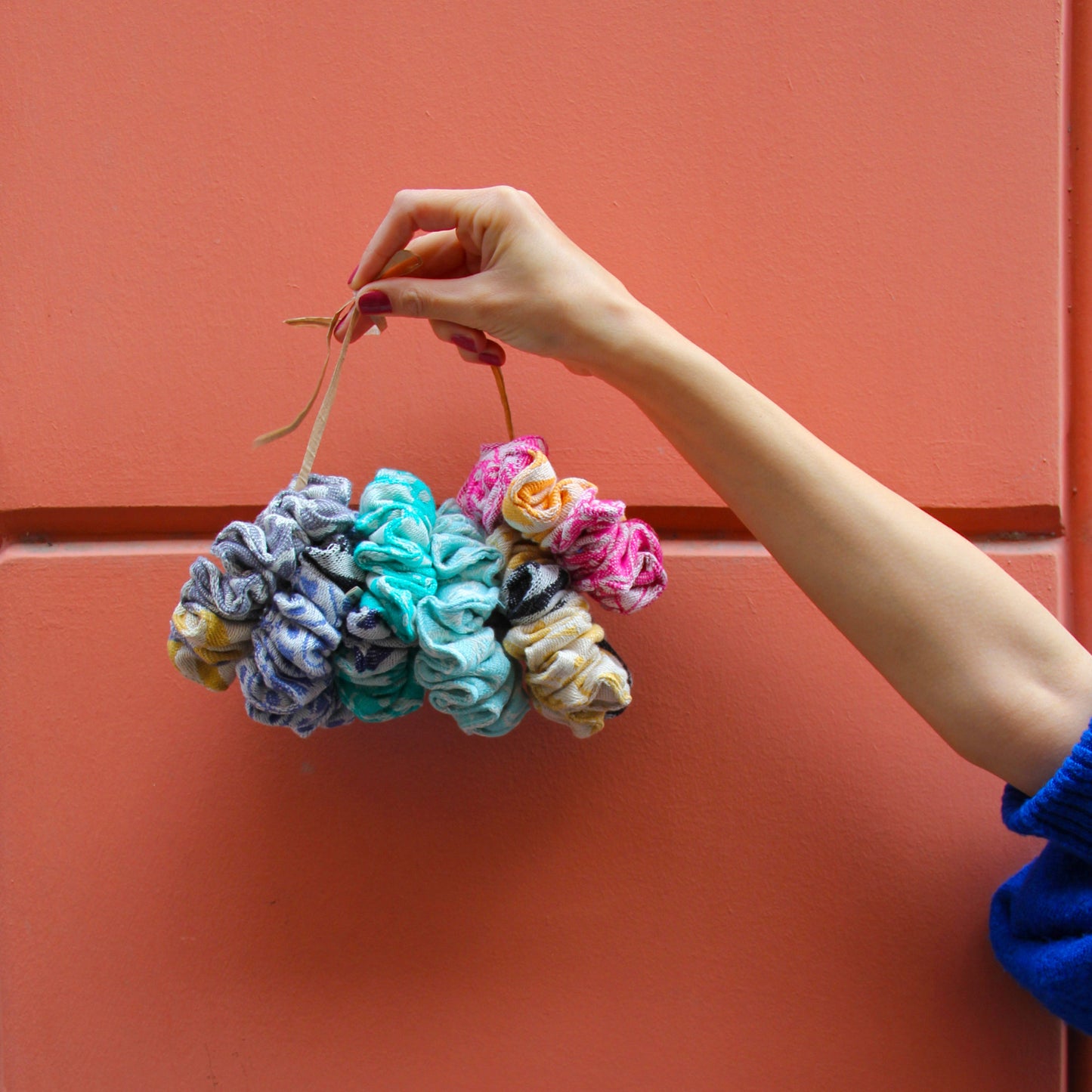 Blue 'Adinkra' Scrunchie